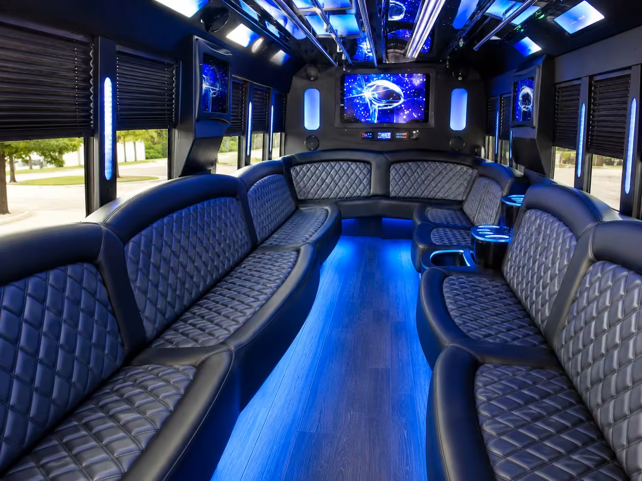 20 passenger party bus inside